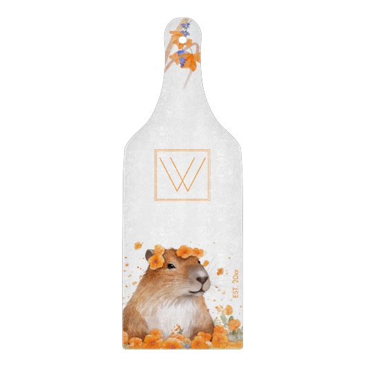 Leuke Capybara Lover Gift Gepersonaliseerd Monogra Snijplank (Voorkant)