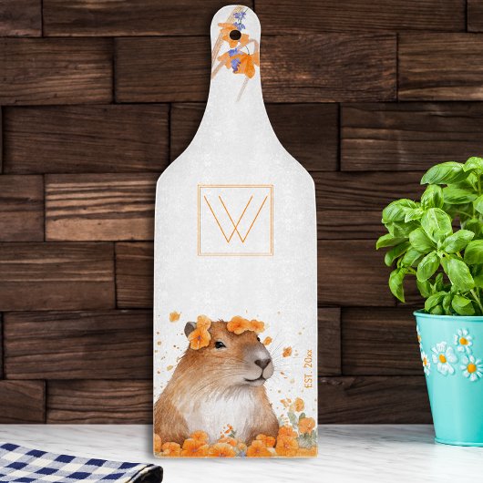 Leuke Capybara Lover Gift Gepersonaliseerd Monogra Snijplank