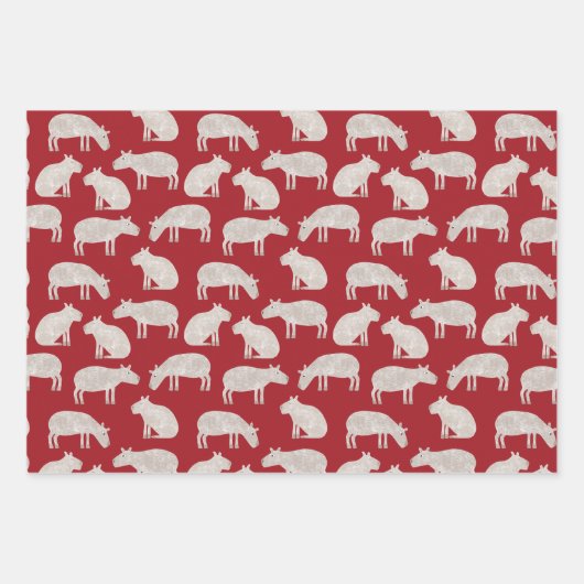Leuke Capybara Rode Kerst Inpakpapier Vel (Voorkant 2)