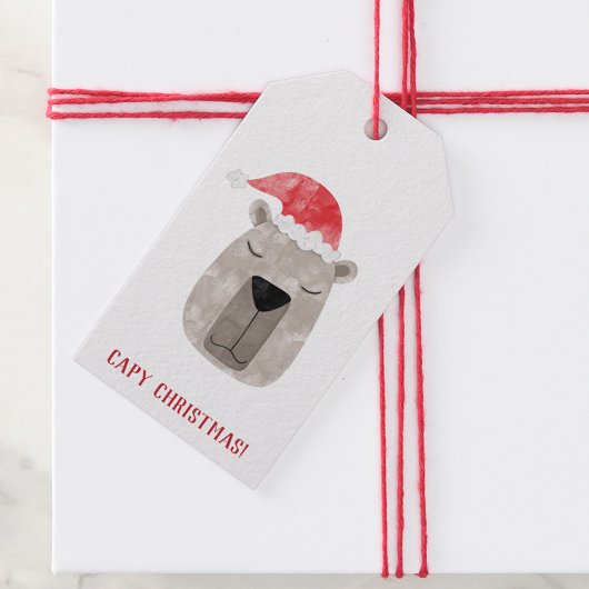 Leuke Capybara Santa Hat Kerstmis Cadeaulabel