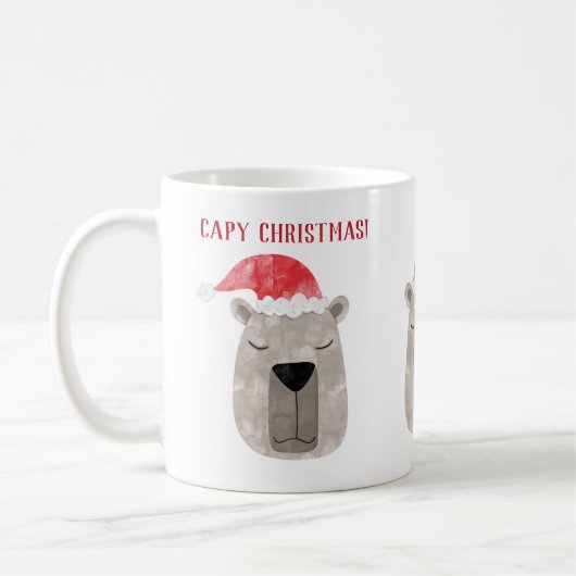 Leuke Capybara Santa Hat Kerstmis Koffiemok (Links)