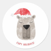 Leuke Capybara Santa Hat Kerstmis Ronde Sticker (Voorkant)