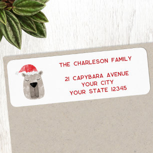 Leuke Capybara Santa Hat Retouradres Etiket