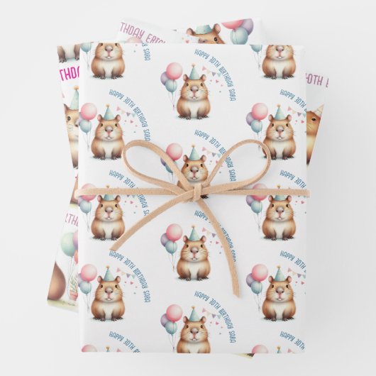 Leuke Capybara verjaardagsfeest Inpakpapier Vel (In situ)