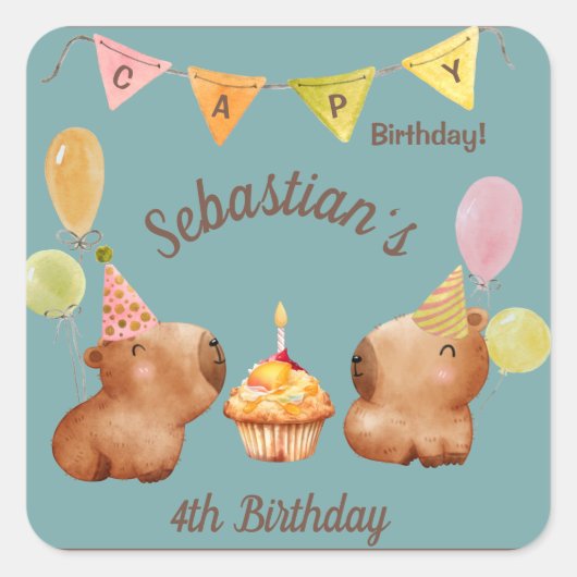 Leuke Capy's Party Palooza Vierkante Sticker (Voorkant)