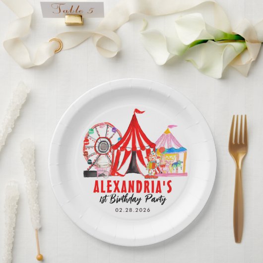 Leuke Carnaval Circus Festival Show Kids Verjaarda Papieren Bordje (Huwelijk)