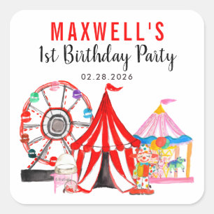 Leuke Carnaval Circus Festival Show Kids Verjaarda Vierkante Sticker