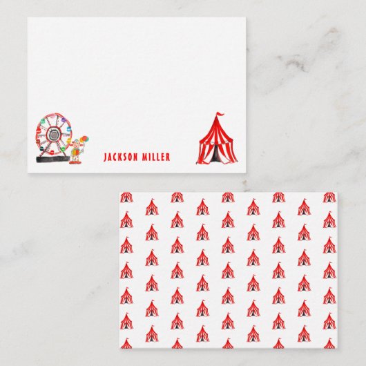 Leuke Carnaval Circus Tent Clowns Ballonnen Kinder Notitiekaartje (Voorkant / Achterkant)