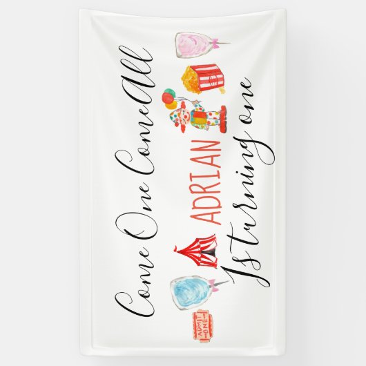 Leuke carnaval circus verjaardagsfeestbanner spandoek (Verticaal)