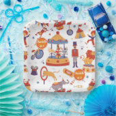 Leuke Carnaval Kinderen Verjaardagscircus Patroon  Papieren Bordje (Feest)