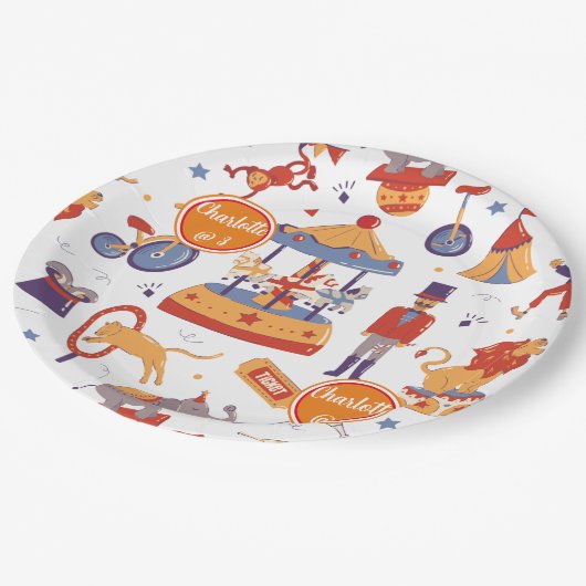 Leuke Carnaval Kinderen Verjaardagscircus Patroon Papieren Bordje (Gekanteld)