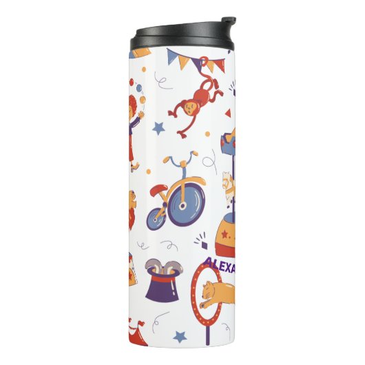 Leuke Carnaval Kinderen Verjaardagscircus Patroon  Thermosbeker (Gedraaid links)