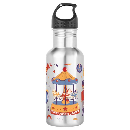 Leuke Carnaval Kinderen Verjaardagscircus Patroon  Waterfles (Voorkant)