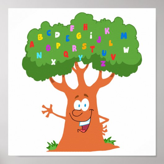 leuke cartoon abc alphabet tree poster (Voorkant)