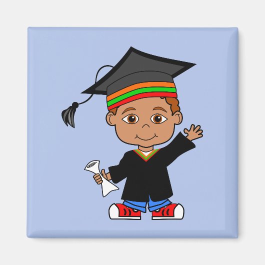 Leuke Cartoon Afro-Amerikaanse Afstuderen magneet (Voorkant)