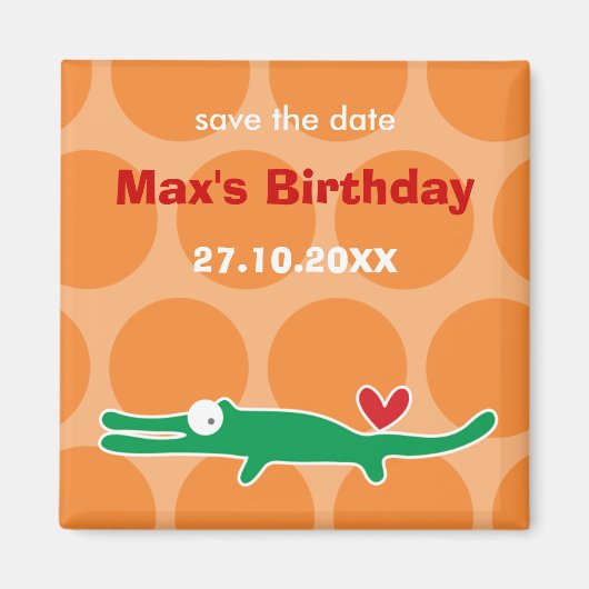 Leuke Cartoon Alligator Kind verjaardagsfeestmagne Magneet (Voorkant)