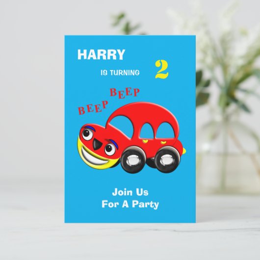 Leuke Cartoon Auto Thema Verjaardag Kaart (Staand voorkant)