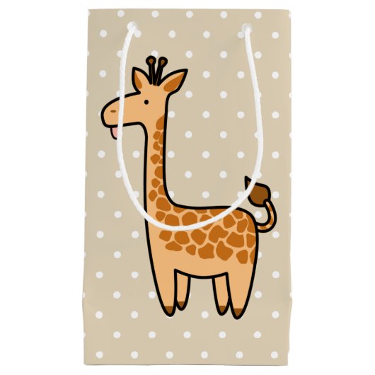 Leuke Cartoon Baby Giraffe & Polka Dots Klein Cadeauzakje (Voorkant)