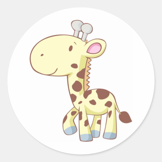 Leuke Cartoon Baby Giraffe Shirten Ronde Sticker (Voorkant)