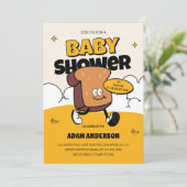 Leuke Cartoon Baby shower Uitnodiging voor Jongen (Staand voorkant)