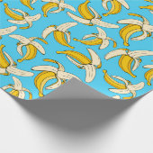 Leuke Cartoon Bananen Aqua Blauw Geel Fruit Patroo Cadeaupapier (Hoek)