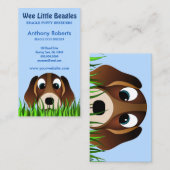 Leuke Cartoon Beagle Puppy Dog in Grass Breeder Visitekaartje (Voorkant / Achterkant)