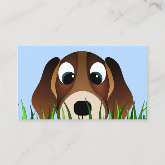 Leuke Cartoon Beagle Puppy Dog in Grass Breeder Visitekaartje (Achterkant)