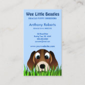 Leuke Cartoon Beagle Puppy Dog in Grass Breeder Visitekaartje (Voorkant)