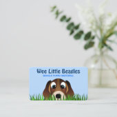 Leuke Cartoon Beagle Puppy Hondenfokker Visitekaartje (Staand voorkant)