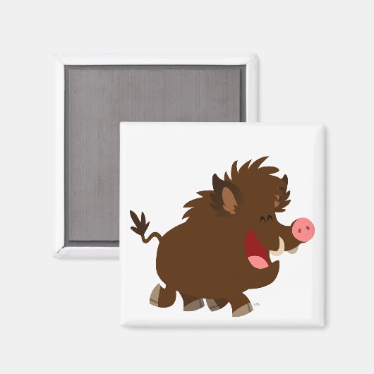 Leuke Cartoon Beaming Wild Boar Magnet (Voorkant / Achterkant)