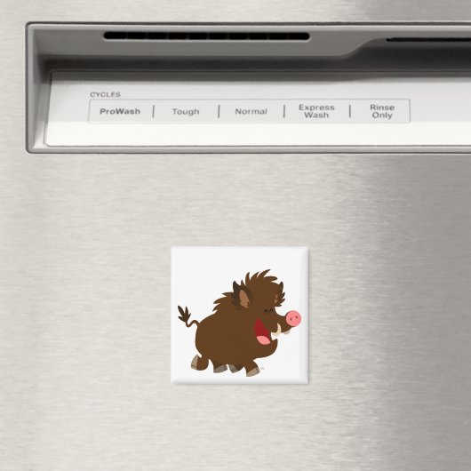 Leuke Cartoon Beaming Wild Boar Magnet (Insitu (Vaatwasser))