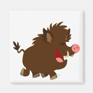 Leuke Cartoon Beaming Wild Boar Magnet