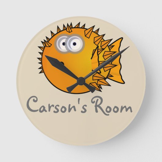 Leuke Cartoon blowfish Ronde Klok (Voorkant)