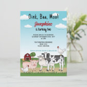 Leuke Cartoon Boerderij Dieren Kind Barnyard Verja Kaart (Staand voorkant)