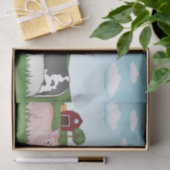 Leuke Cartoon boerderijdieren met schuur en blauwe Tissuepapier (Geschenk)