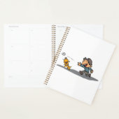 Leuke Cartoon Boy en hond spelen Fetch Planner (Display)