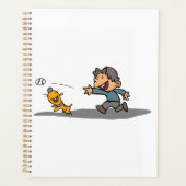 Leuke Cartoon Boy en hond spelen Fetch Planner (Voorkant)