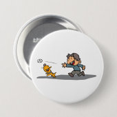 Leuke Cartoon Boy en hond spelen Fetch Ronde Button 7,6 Cm (Voorkant /achterkant)