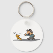 Leuke Cartoon Boy en hond spelen Fetch Sleutelhanger (Achterkant)
