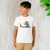 Leuke Cartoon Boy en hond spelen Fetch T-shirt