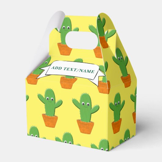 Leuke Cartoon Cactus Patroon Aangepaste naam Bedankdoosjes (Voorkant Zijde)