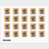 Leuke Cartoon Cactus Plant Gepersonaliseerd Vierkante Sticker (Vel)