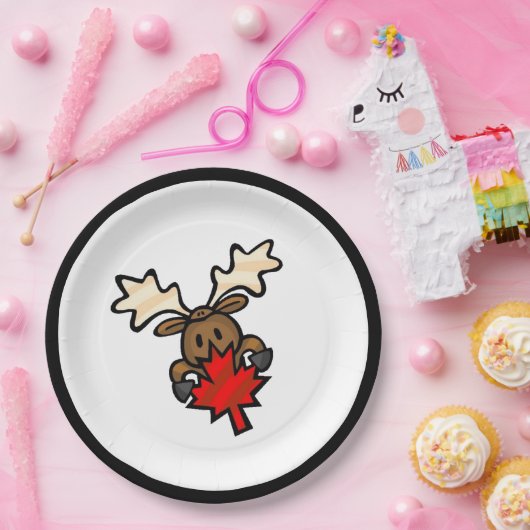 Leuke Cartoon Canadese Moose Papieren Bordje (Feest)