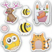 Leuke Cartoon Dierlijke Buddies Sticker (Voorkant)