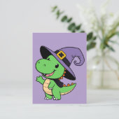 Leuke cartoon Dino Witch Halloween Briefkaart (Staand voorkant)