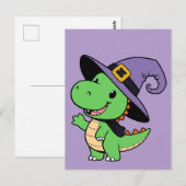 Leuke cartoon Dino Witch Halloween Briefkaart (Voorkant / Achterkant)