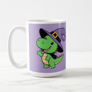 Leuke cartoon Dino Witch Halloween Koffiemok