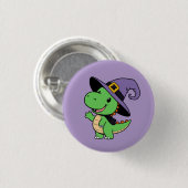 Leuke cartoon Dino Witch Halloween Ronde Button 3,2 Cm (Voorkant /achterkant)