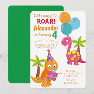 Leuke Cartoon Dinosaurus Thema Feest Kaart