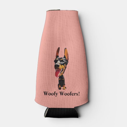 Leuke Cartoon Doberman Pinscher Bottle Cooler (Voorkant)